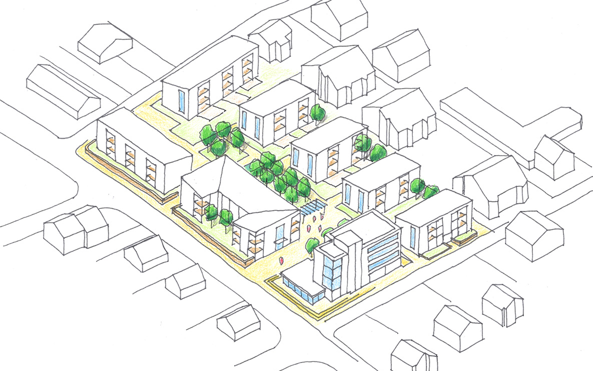 Isometrie Variante Quartier Flachdach