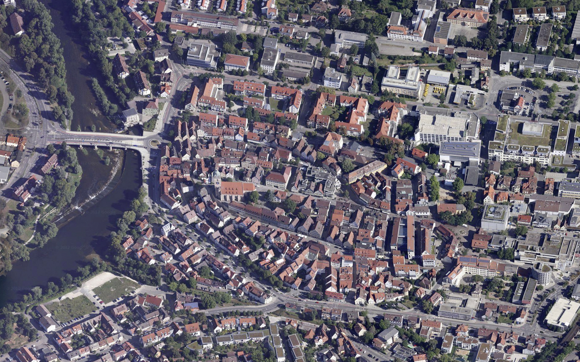 Luftbild der Altstadt Nürtingen (Foto: © Stadt Nürtingen)
